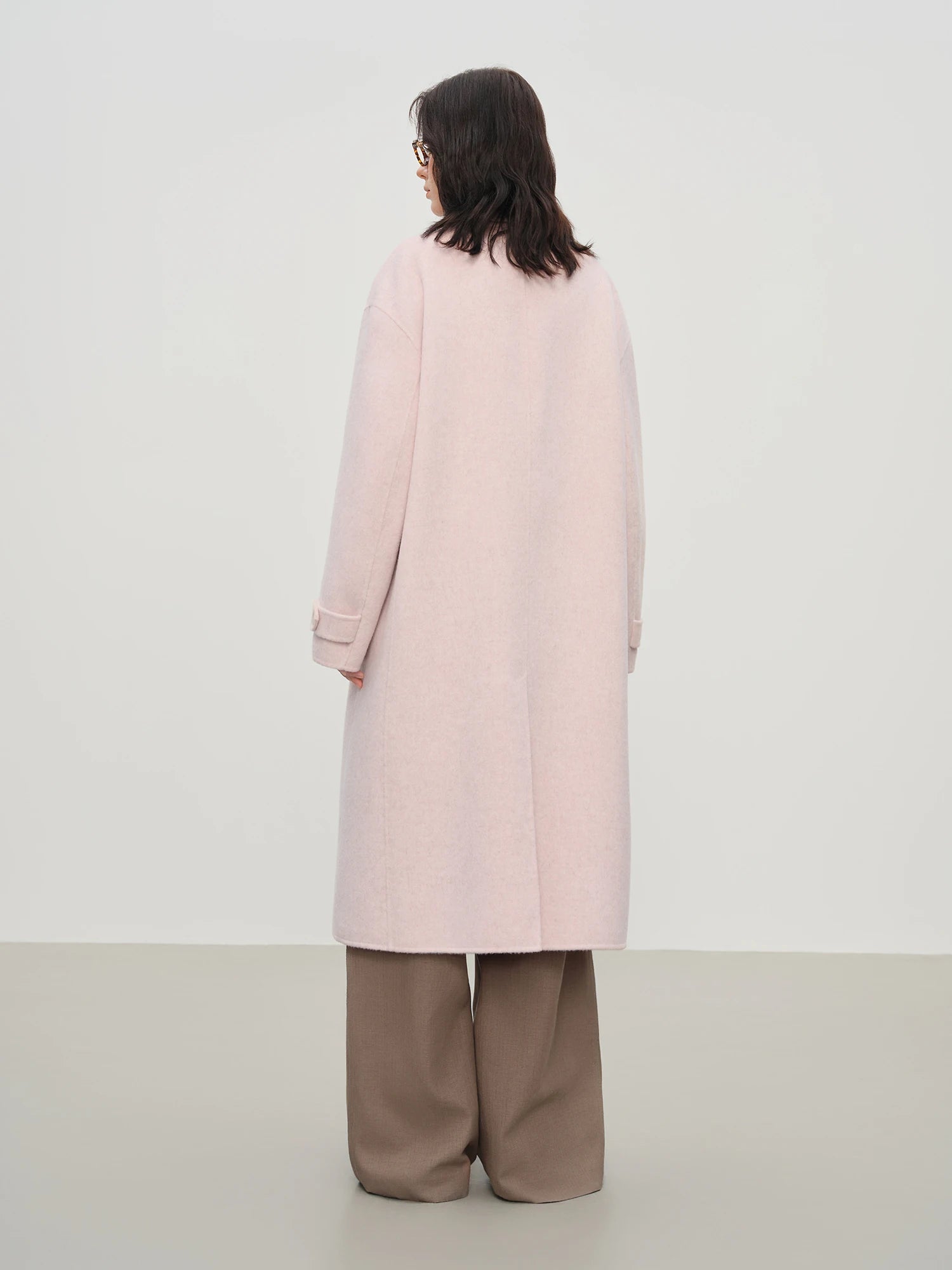 Women's Pure Wool Double Breasted Coat - Classic Mid-Length Winter Trench Warm Elegant Overcoat