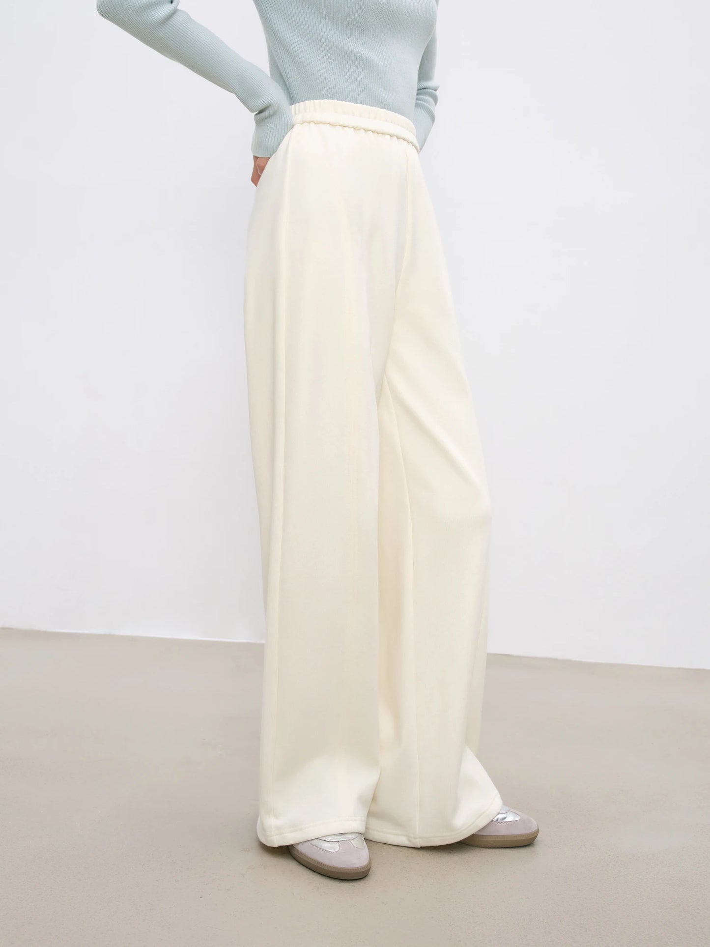 ZIQIAO Petite Size High Waist Wide-leg Two-color Cotton Chic Pants For Women 2024 New Versatile Casual Dragging Pants 24ZQ94104
