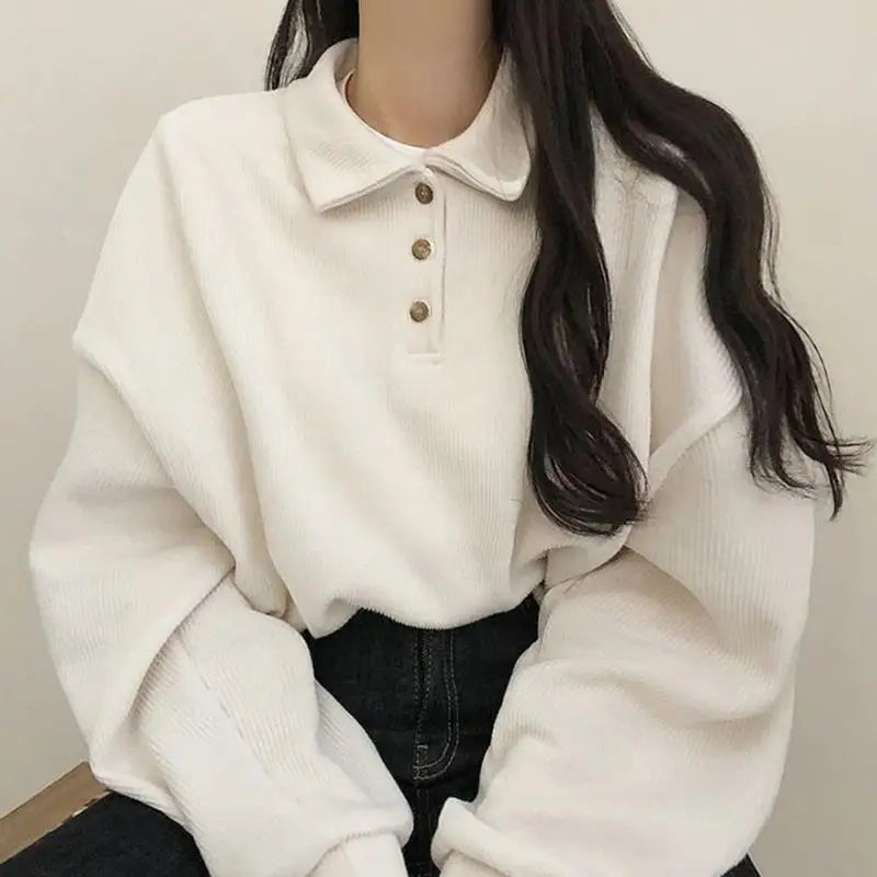 Spring Autumn Winter Korean Casual Female Pullover Fashion Women Blouse Simple Preppy Style Student Loose Soft Warm