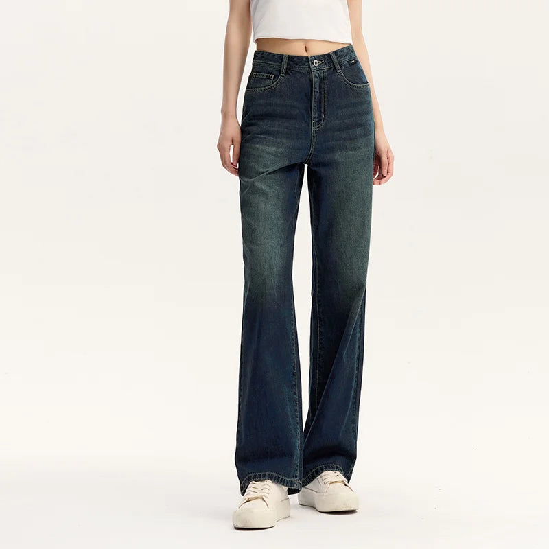Semir Pants Women High-Rise Cotton Jeans Trousers a Taller Look Autumn 2024 New Wide Leg Pants that Conceal Flesh