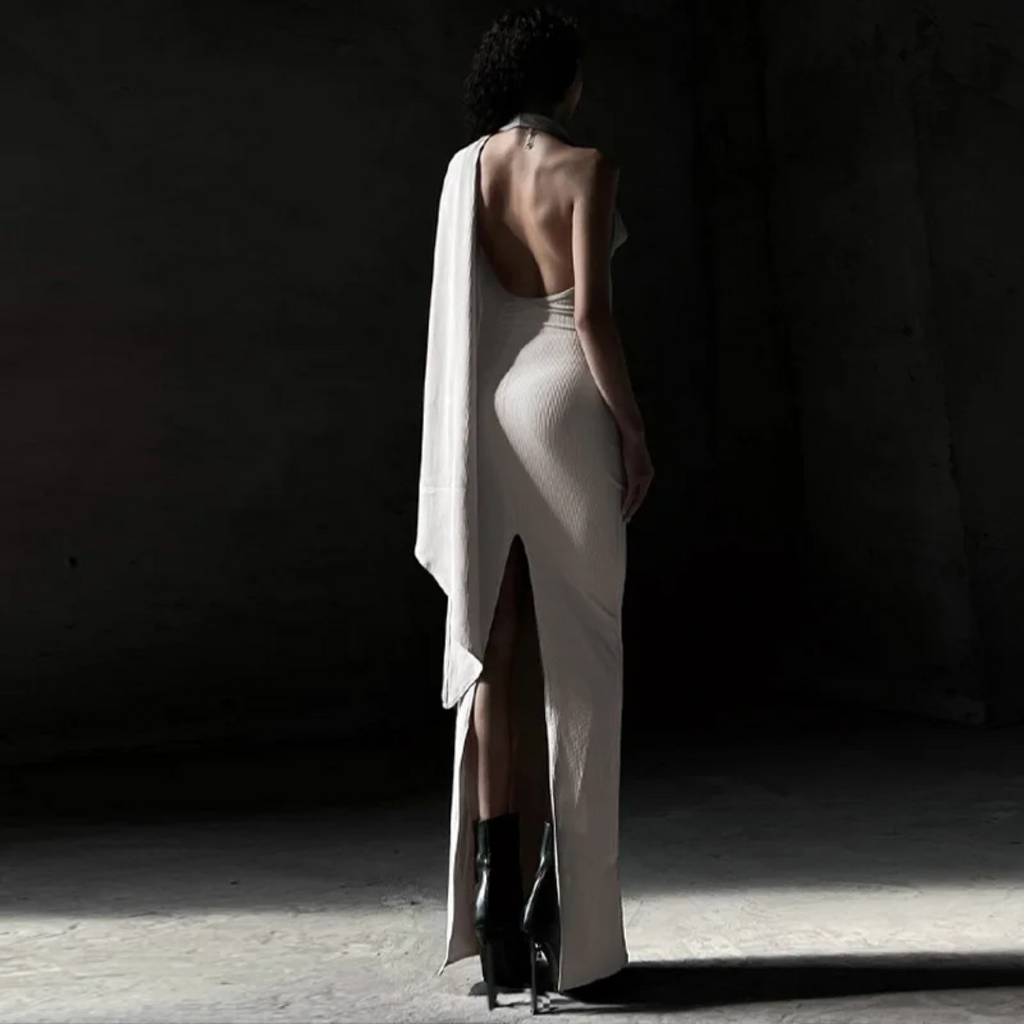 Backless Halter Neck With Scarf Backless Dress