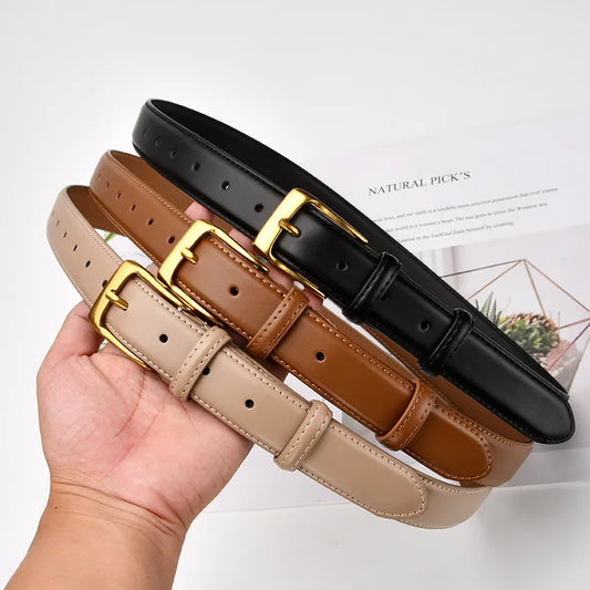 New Luxury Designer WomenGenuine Leather Belt High Quality Metal  Pin Buckle Adjustable Waistband Fashion Fine Lady Jeans Belts