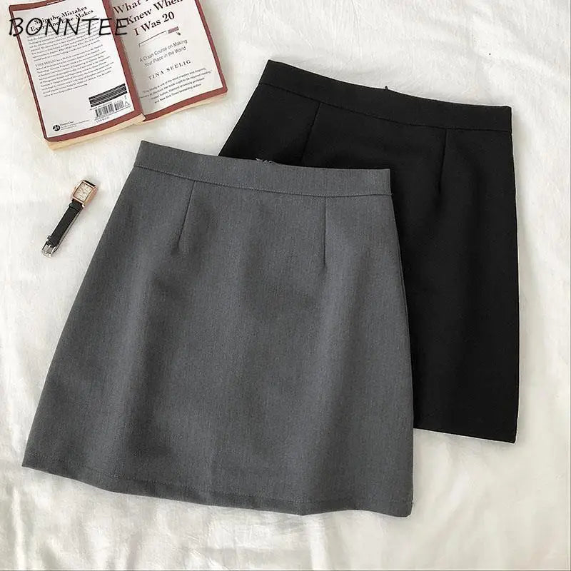 Women Tailored A-line Korean Style Mini Skirt