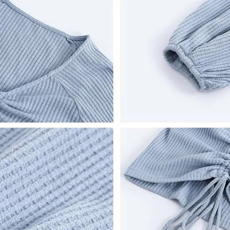 T-shirts Women Camisetas Ins New Collection Daily Autumn Fashion Bandage Sexy Ulzzang Club Wear Crops Girls Tops V-neck Preppy