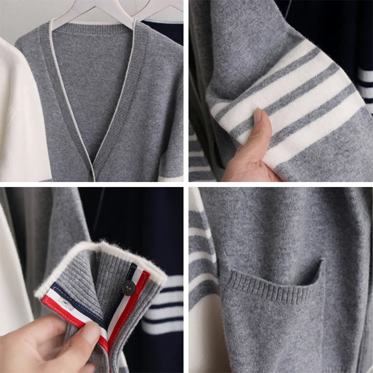 Hot selling long sleeved spring and autumn cashmere women's sweater TB style new women's loose knit cardigan Fashion Top