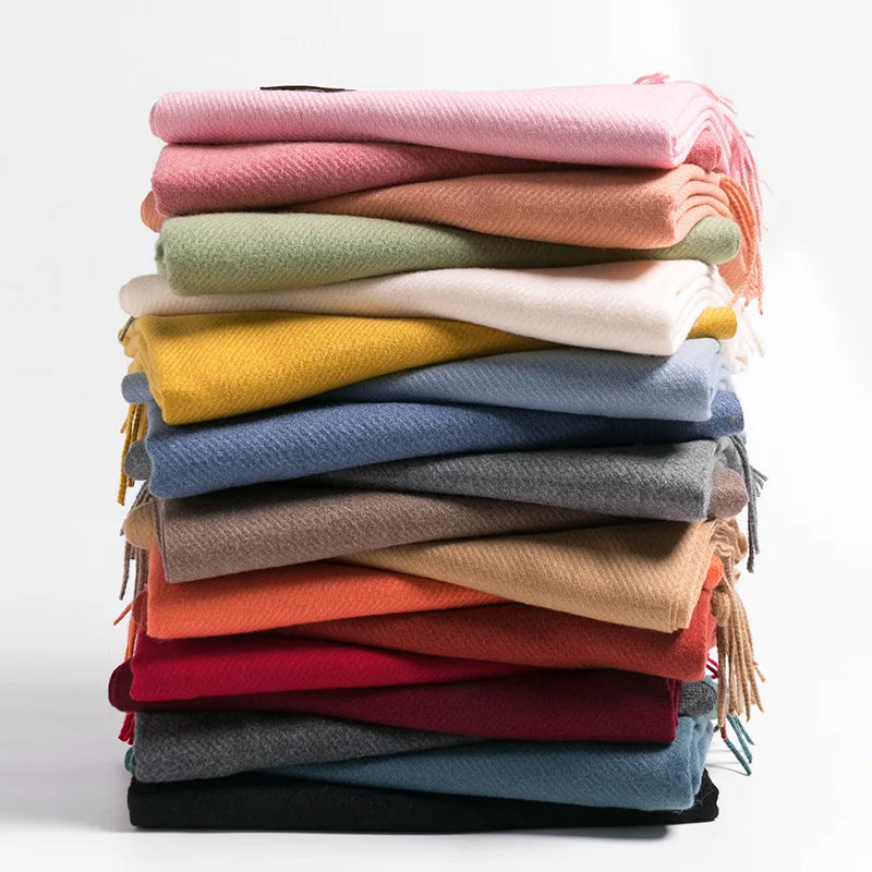 VISROVER new 20 colors woman winter scarf fashion female shawls cashmere handfeeling winter wraps solid color winter hijab Gift