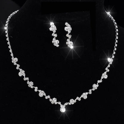 Fashion Women Necklace Earrings Set Alloy Rhinestone Wedding Bridal Lady Dangle Earring Necklaces Jewellery Accessories H9