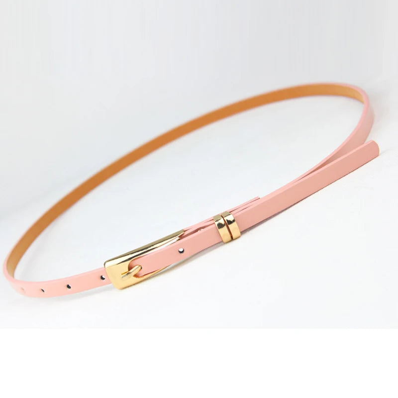 Fashoin Exquisite Ladies Women Solid Color Candy Colors Leather Belts Bow Skinny Thin Dress Waist Belt Waistband CC7243