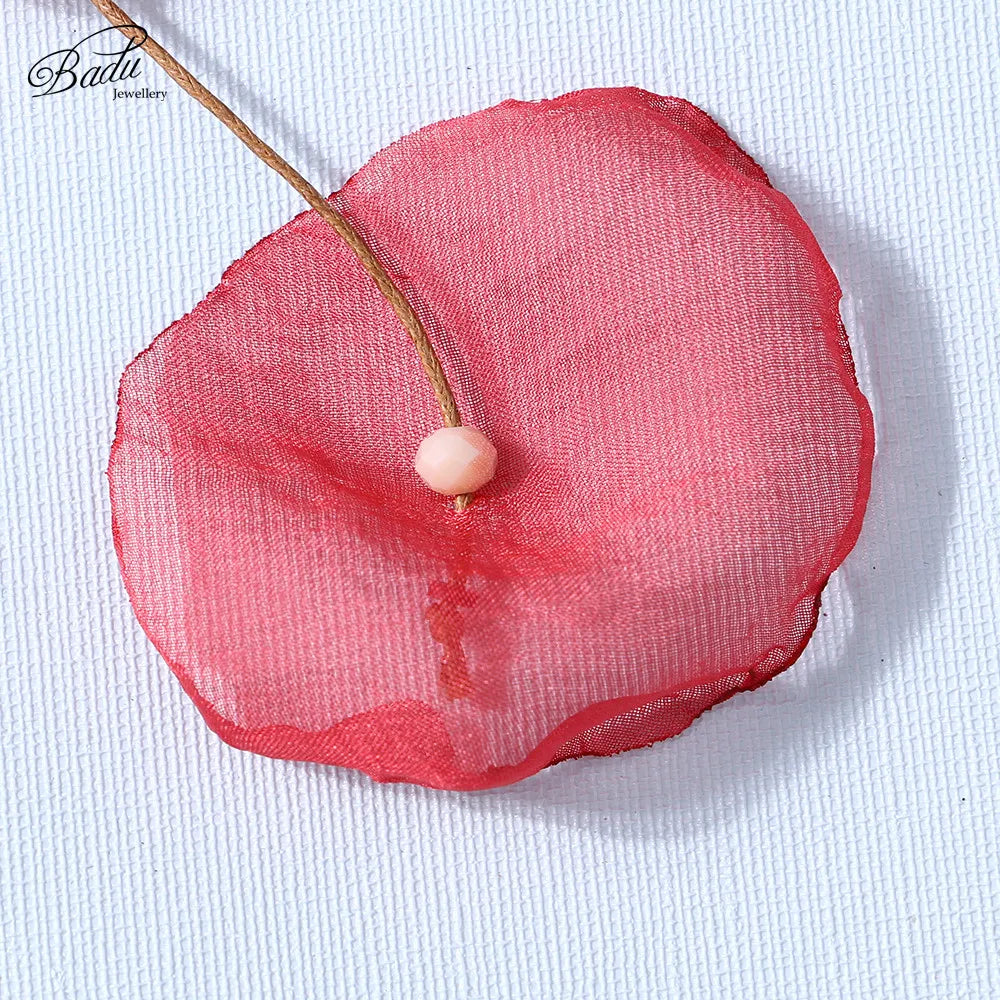 Badu Long Yarn Flower Earrings Bohemian Handmade Big Tassel Jewelry Colorful Drop Earring for Women Holiday And Daily Wear 2024