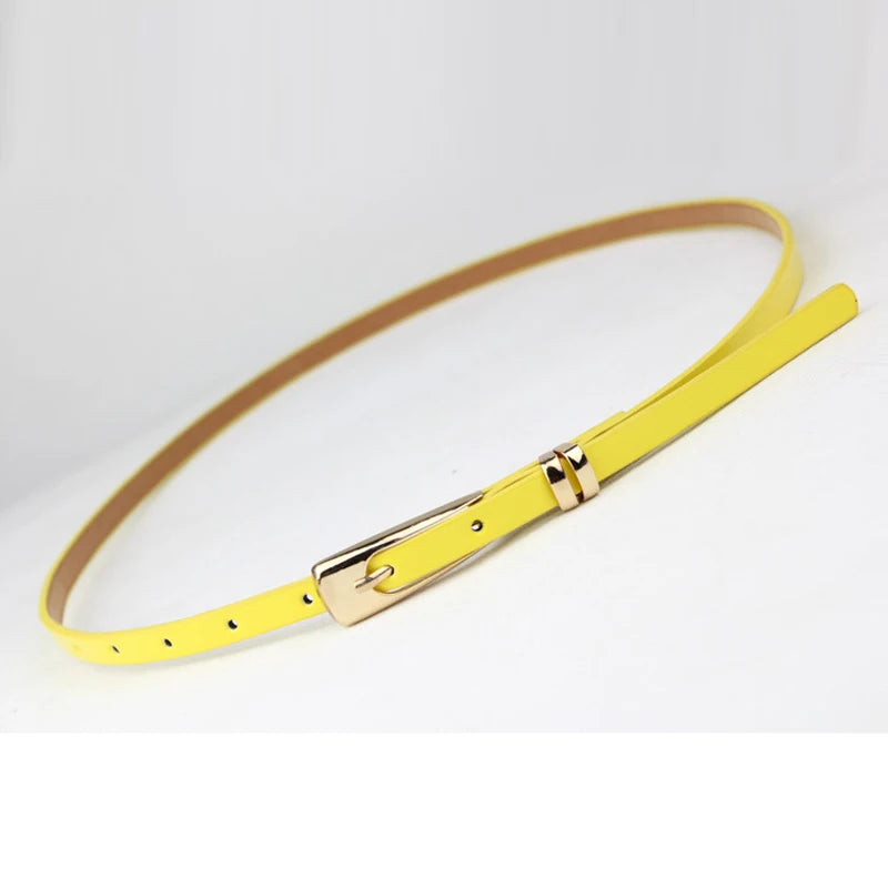 Fashoin Exquisite Ladies Women Solid Color Candy Colors Leather Belts Bow Skinny Thin Dress Waist Belt Waistband CC7243