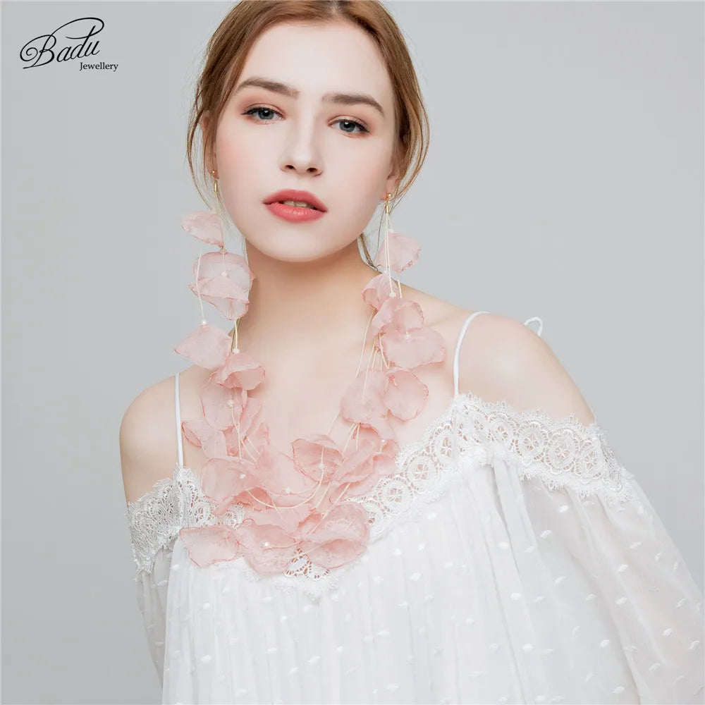 Badu Long Yarn Flower Earrings Bohemian Handmade Big Tassel Jewelry Colorful Drop Earring for Women Holiday And Daily Wear 2024