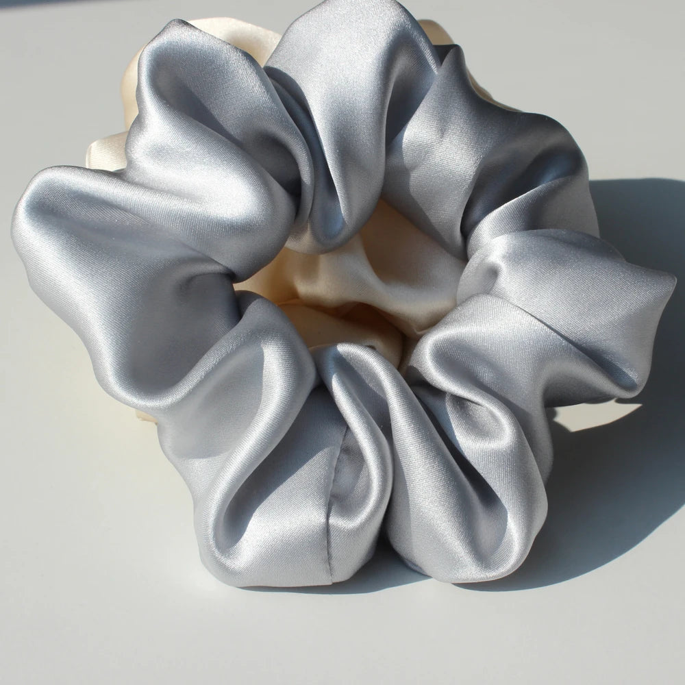 100% Pure Mulberry Silk Large Scrunchies Rubber Bands Hair Ties Gum Elastics Ponytail Holders for Women Girls 19 Momme 3.5CM