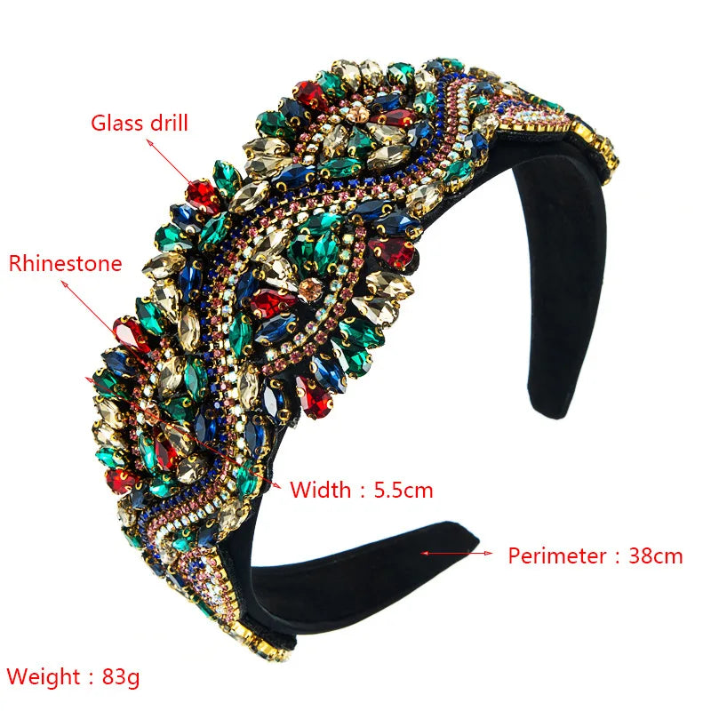 Luxury Baroque Super Flashing Gemstone Headband Fashion Hair Accessories Women Full Diamond Wide-brimmed Hairband Hair Hoop New