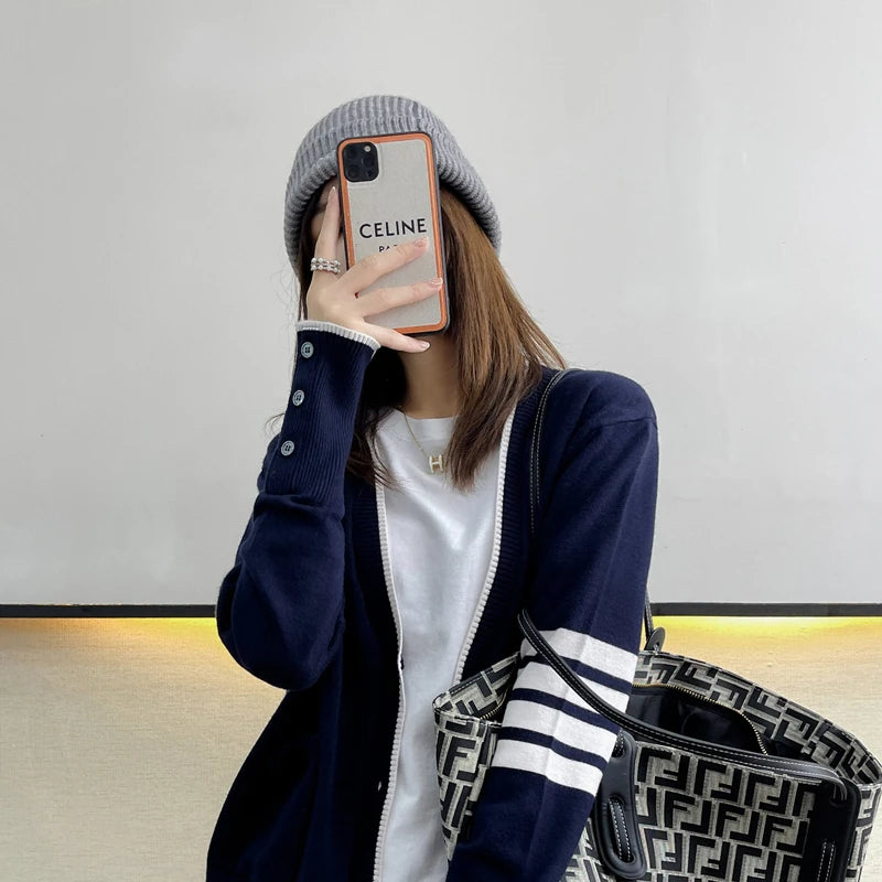Hot selling long sleeved spring and autumn cashmere women's sweater TB style new women's loose knit cardigan Fashion Top
