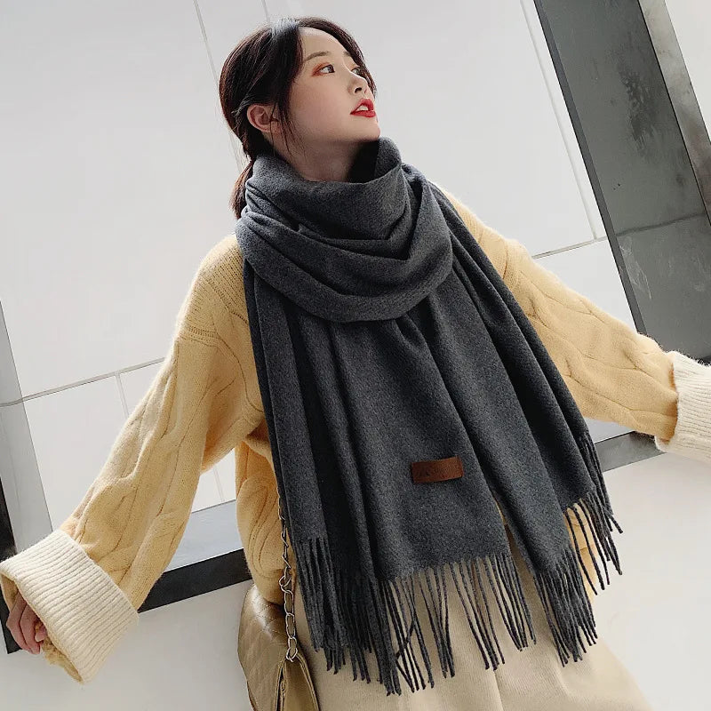 VISROVER new 20 colors woman winter scarf fashion female shawls cashmere handfeeling winter wraps solid color winter hijab Gift