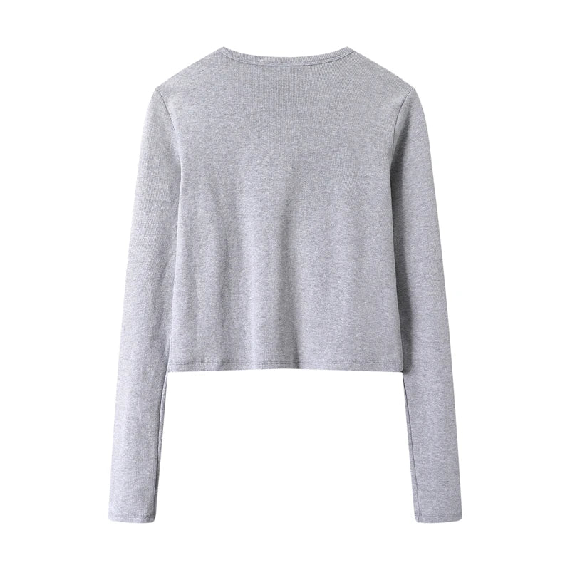 Slim Girls Bomb Knitted Short Blouses 2022 Autumn Fashion Ladies Sweet Shirts Streetwear Women Chic Tops Female Cute