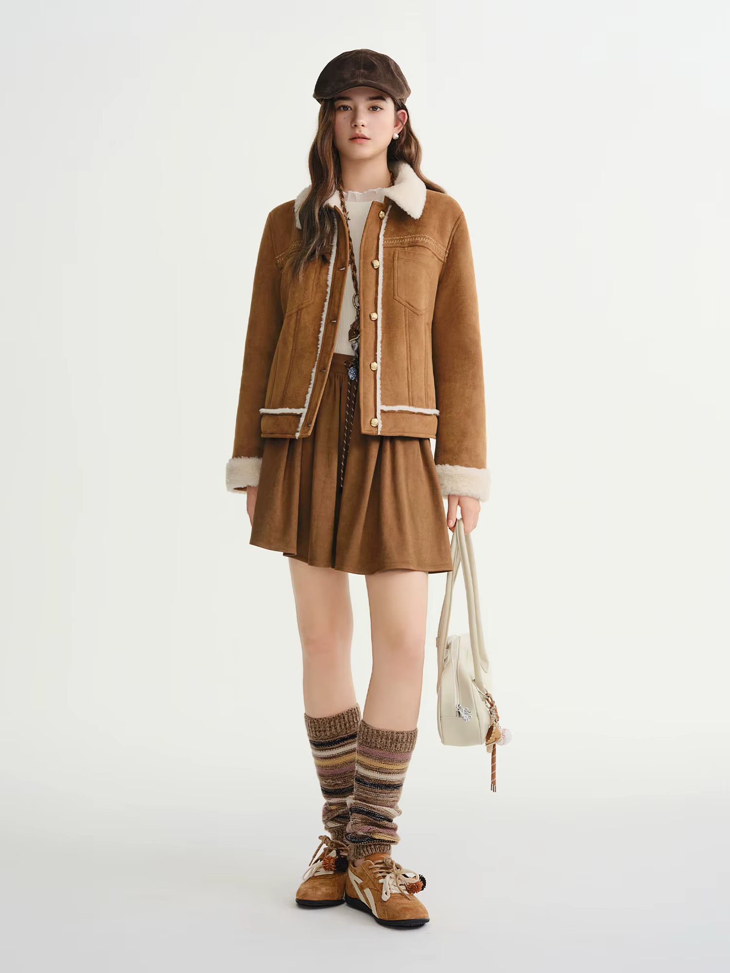 Retro Fur Coat Women 2025 New Warm Turn Down Collar Jackets American Style Streetwear Chic Ins Winter