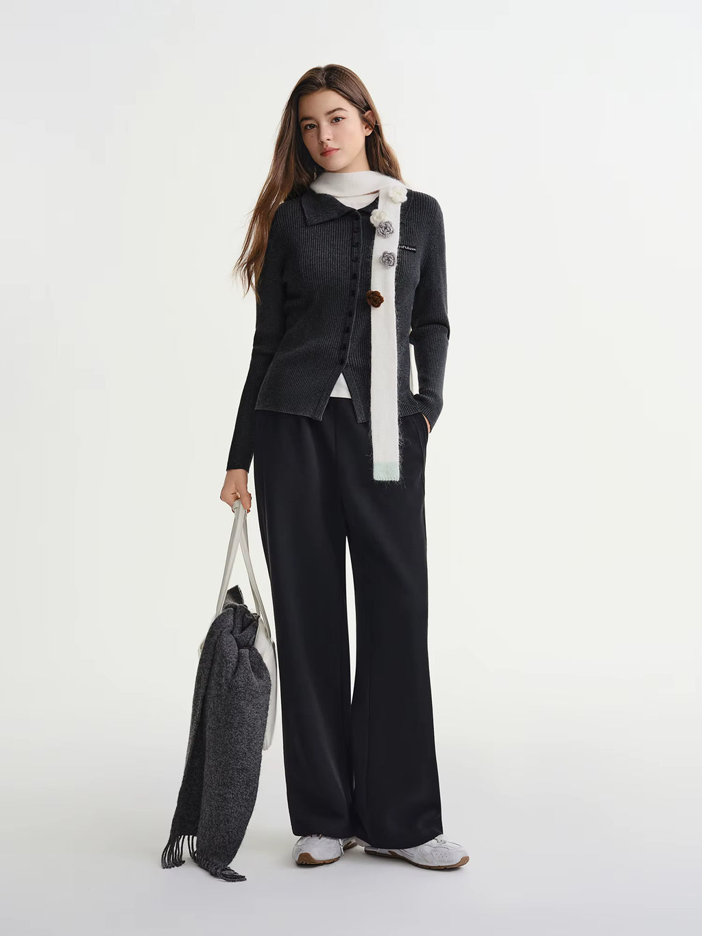 Simple Large Lapel Sweater 2025 Autumn and Winter New Slim-fitting Ribbed Top Long Sleeve Tops Casual Daily Cardigans Ins