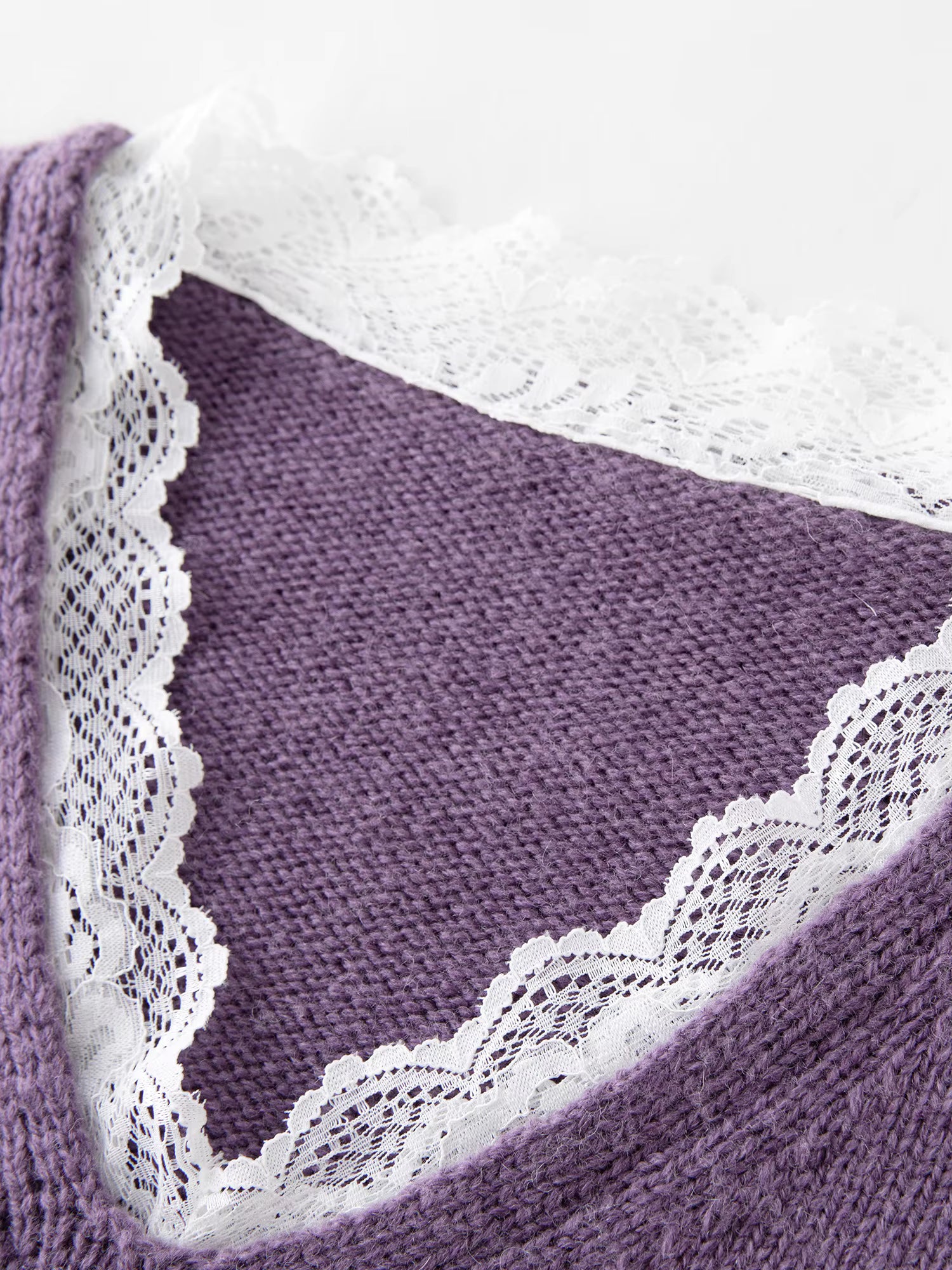 Winter 2025 Women's V-Neck Lace Knit Sweater - Sweet Feminine Pure Wool Blend Pullover Relaxed Fit for Casual Elegance