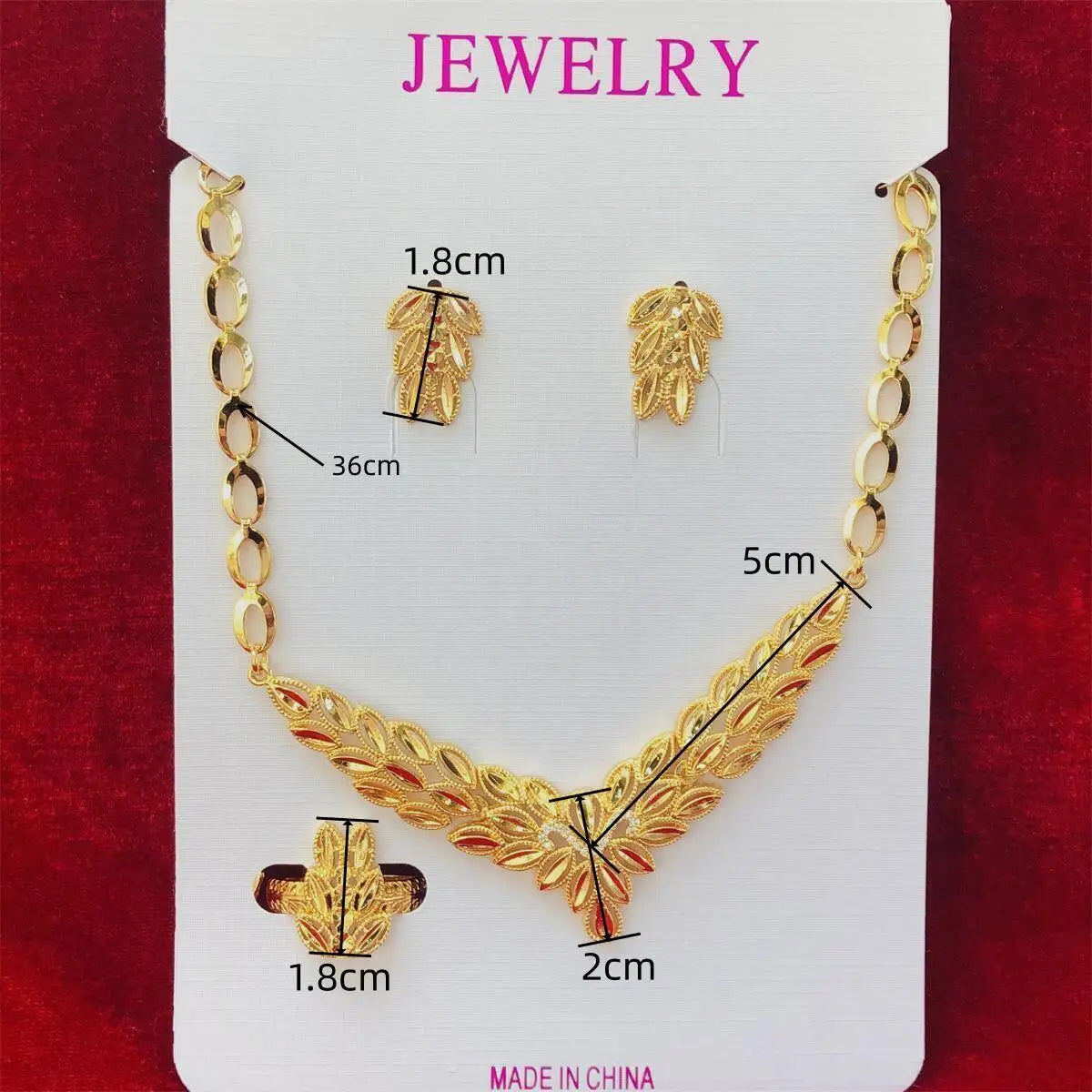 Necklace Earrings Rings Indian Fashion Gold Color Plated Jewelry Sets for Women Ladies African Bridal Dubai Wedding Wholesale
