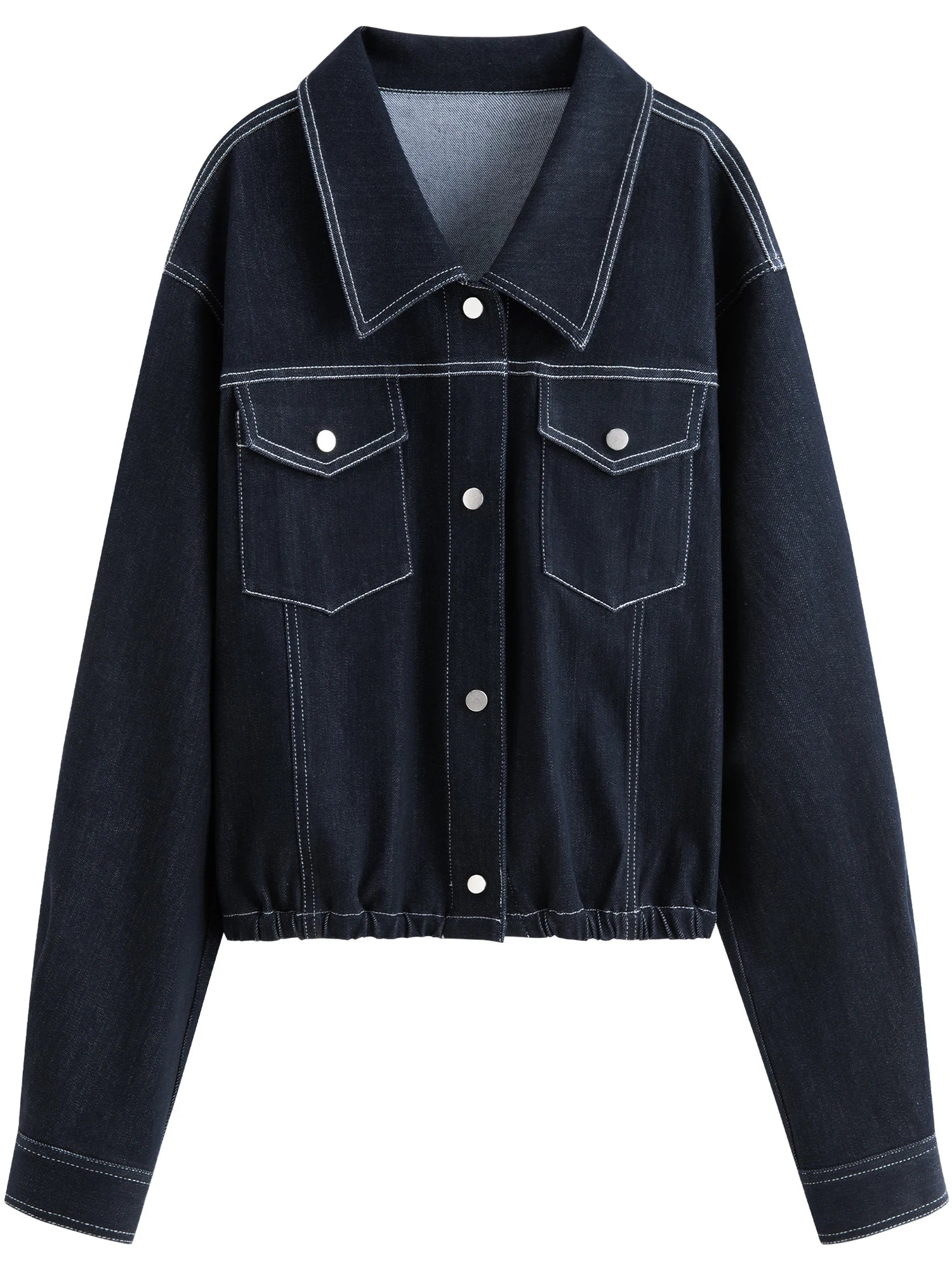 FSLE 2025 New Arrival Women Denim Versatile Classic Retro Hem Cowhide Jacket 2025 Autumn New Short Chic Vintage Jacket
