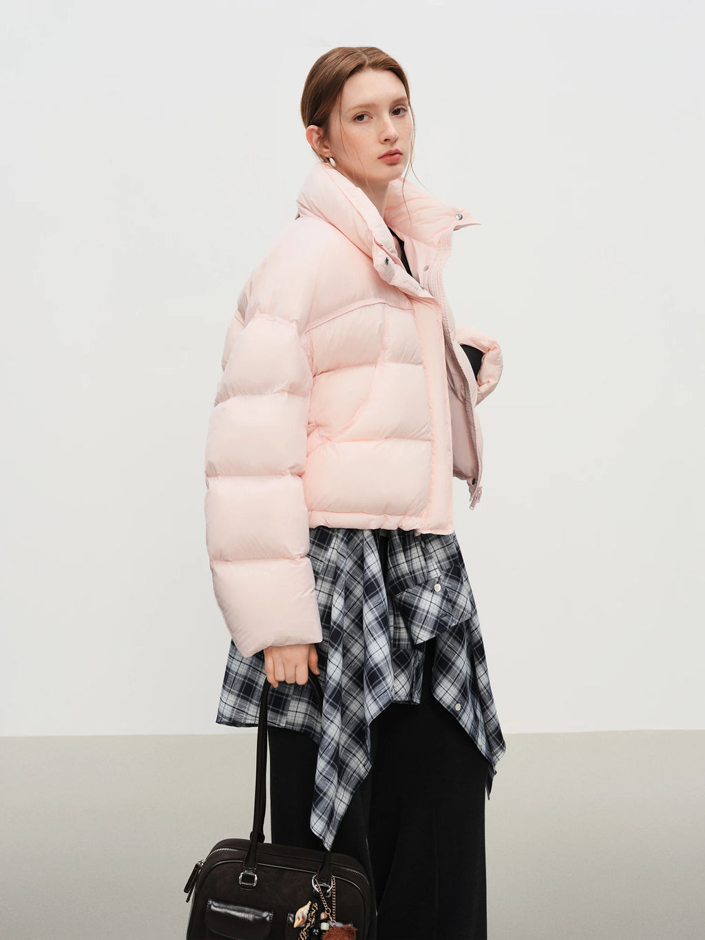 Winter 2025 Women Cloud-Like Puffer Coat - Stand Collar Short Down Jacket Lazy Chic Style Glossy Finish for Casual Comfort