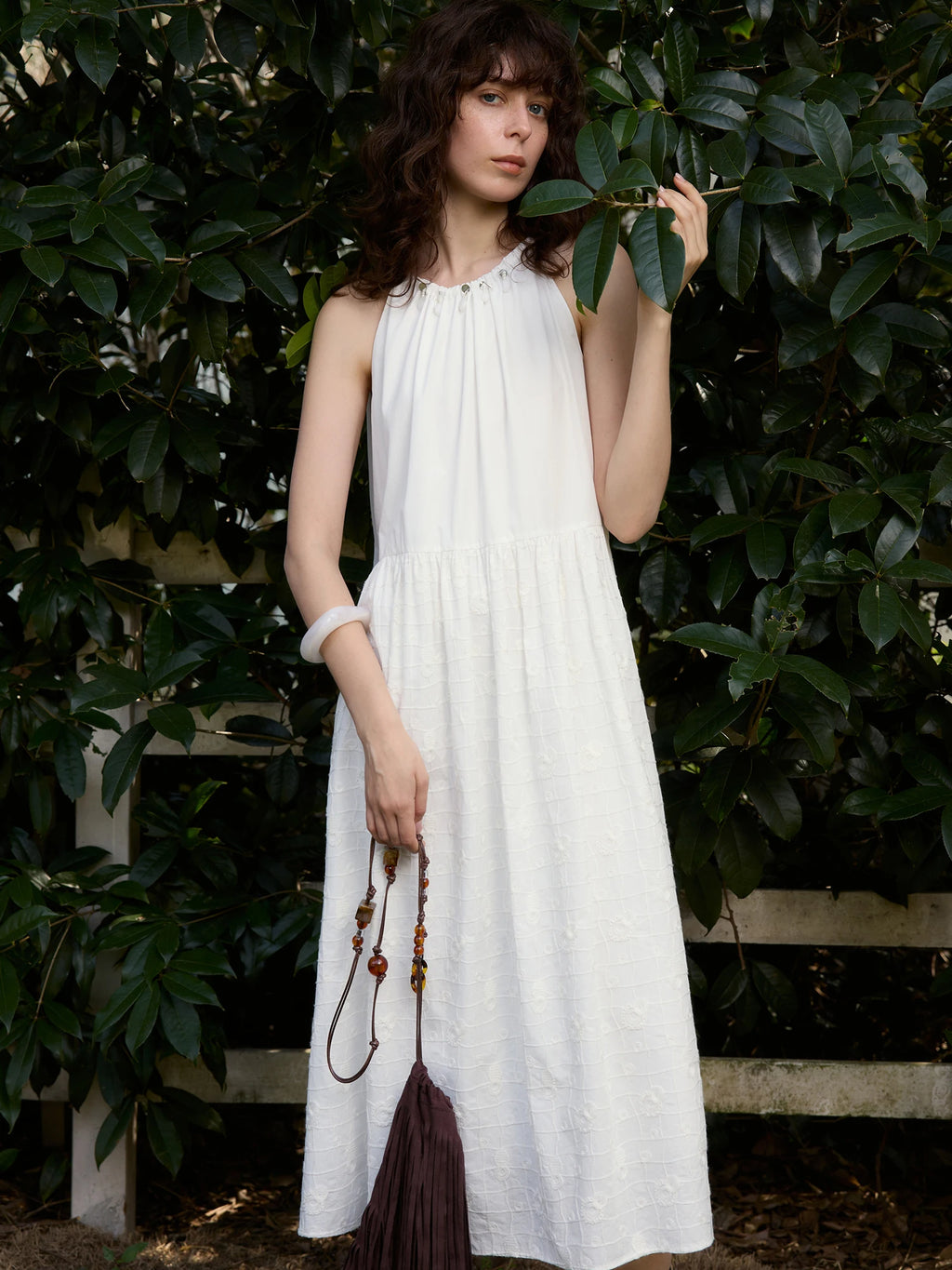 ZIQIAO 【Self-Pleasing Little White Dress】- 2025 Summer Elaborate Embroidered Strapless Long Dress for Petite Women