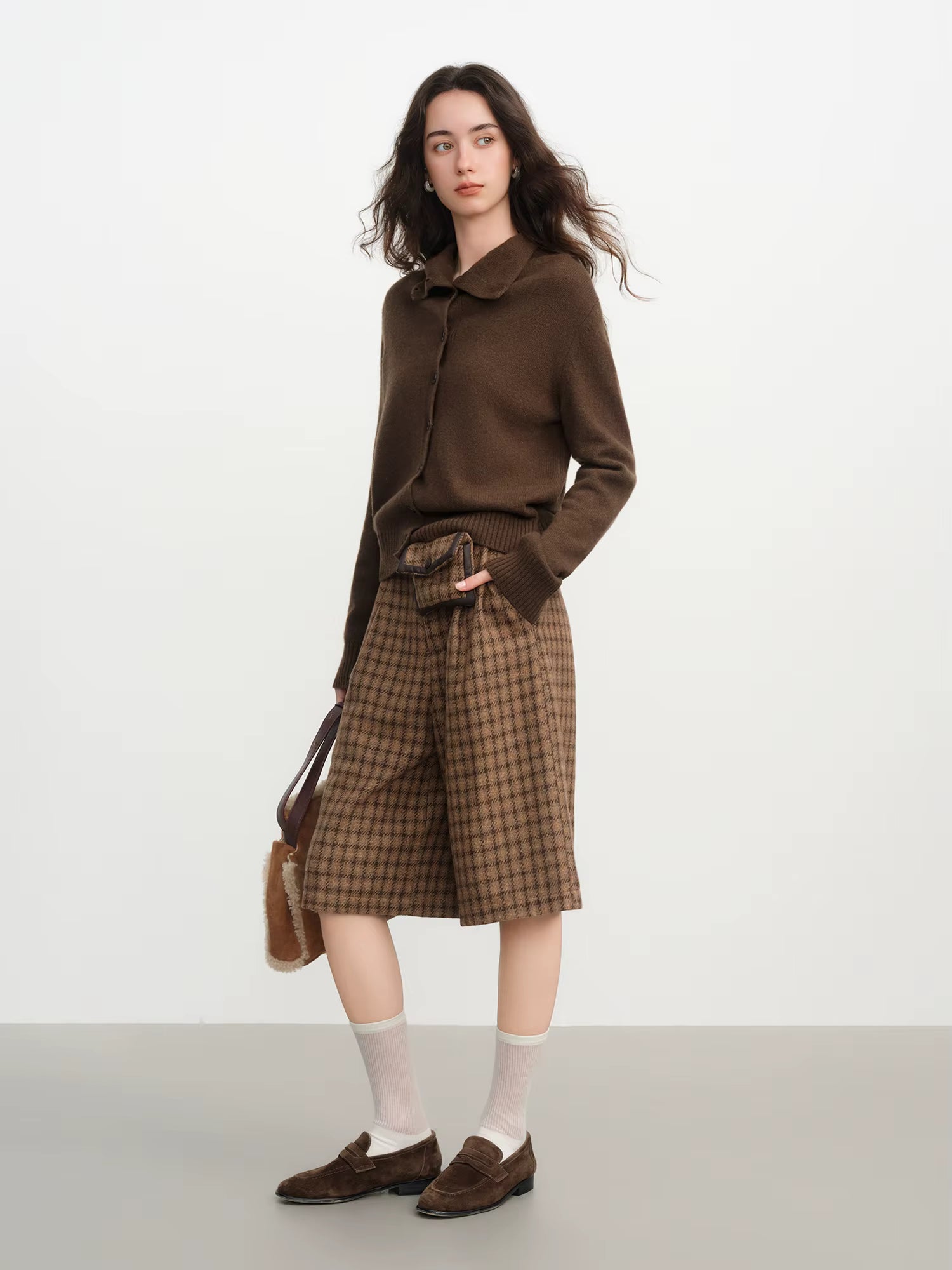 2025 Winter Women's Convertible Collar Wool Blend Knit Cardigan - Turtle Neck & Lapel Two Way Wear Long Sleeve Coat