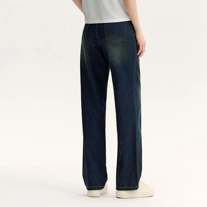 Semir Pants Women High-Rise Cotton Jeans Trousers a Taller Look Autumn 2024 New Wide Leg Pants that Conceal Flesh