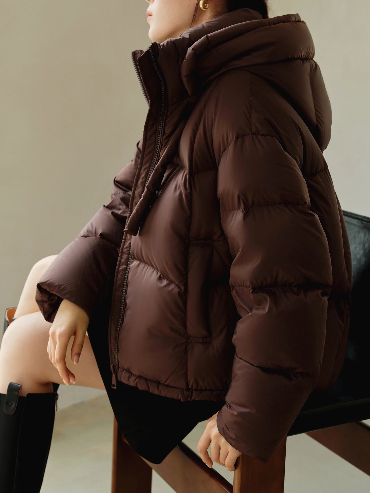 DUSHU Oversize 164-182 Filling Amount Coffee Colored Down Jacket 2024 Winter New Product Cold Resistant Goose Down Coats