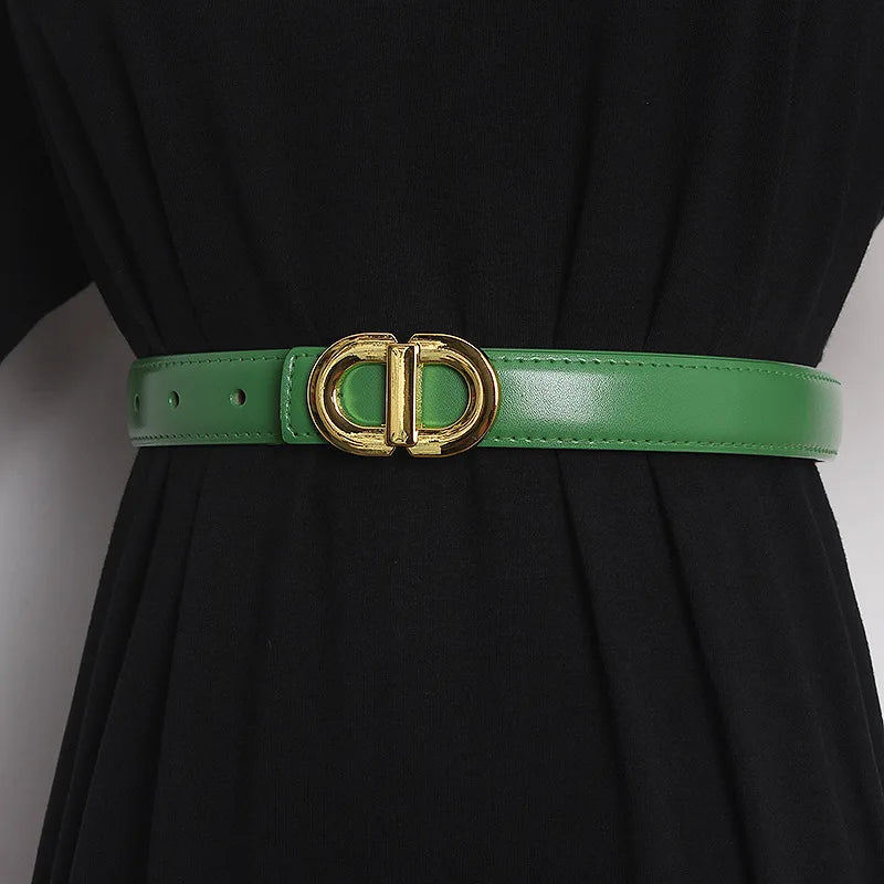 Women's metal buckle female design high-end leather belt for women luxury brand jeans skirt leather tactical belt cinto feminino