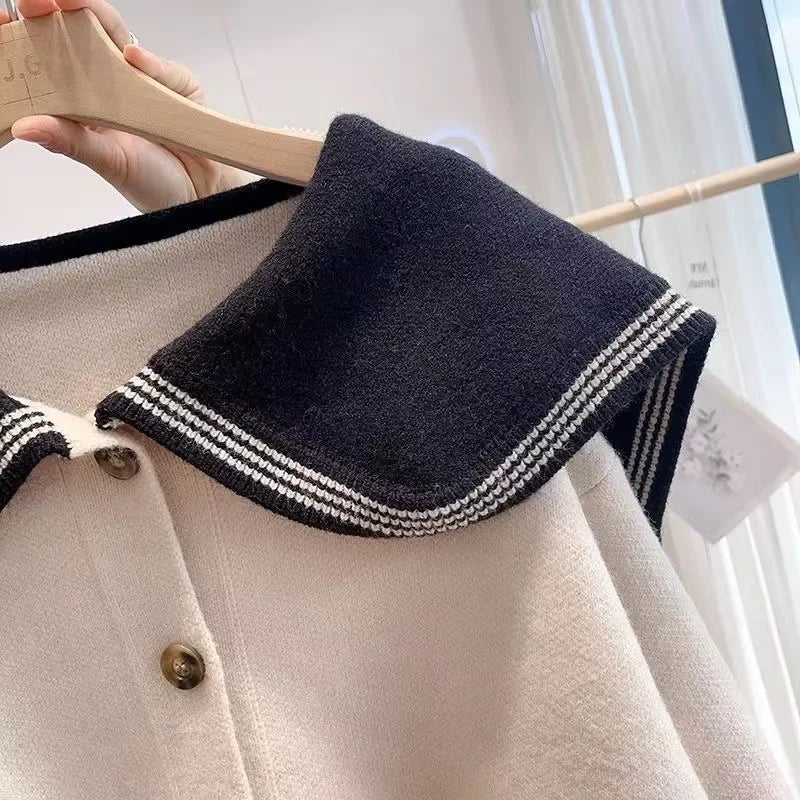 Women's Knitted Cardigan Sweater Cropped Top Thickened Milk System Idle Style Slimming Fashion Trendy Autumn Winter 2024