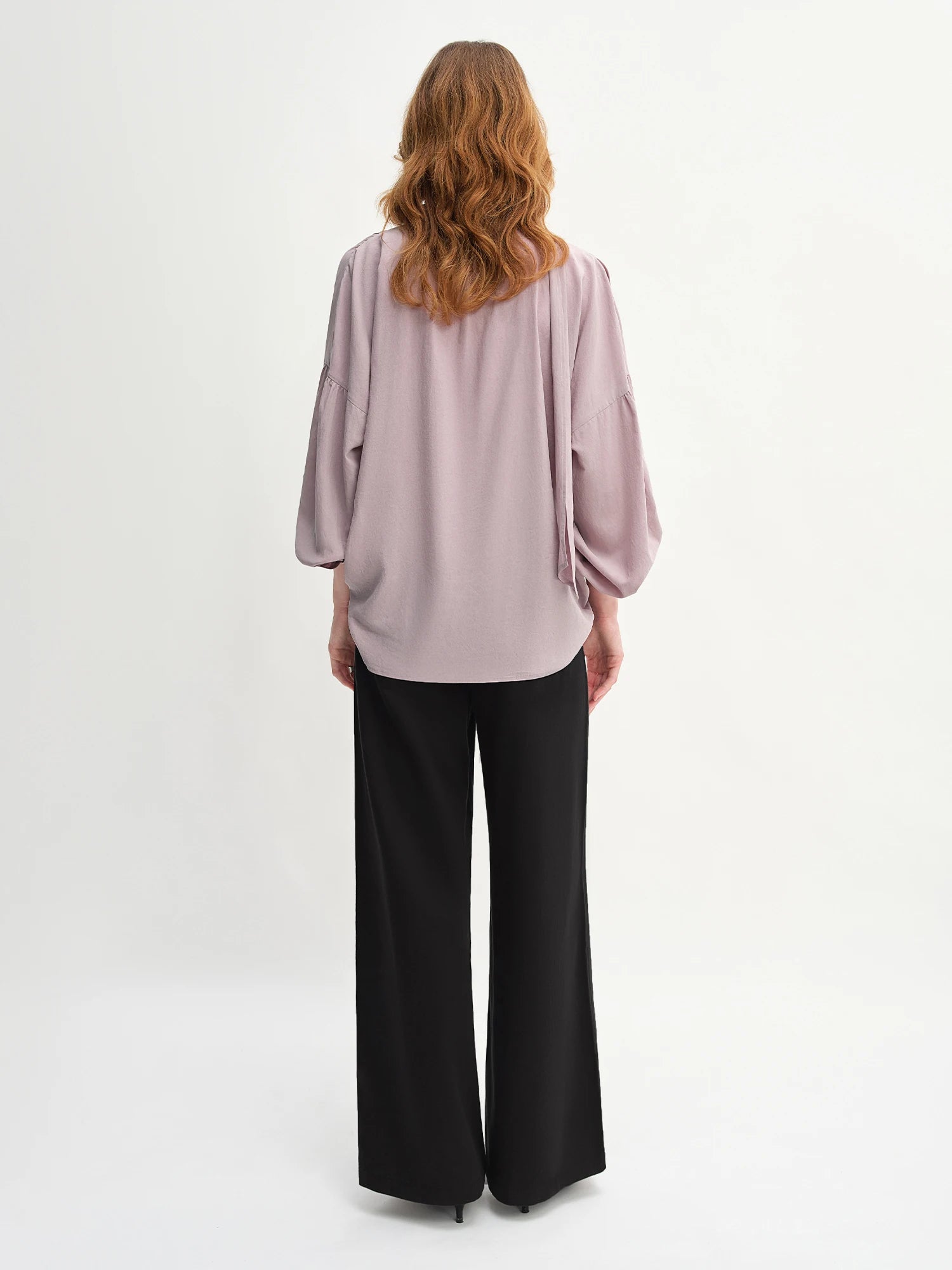 DUSHU Autumn 2025 Women's Drop Shoulder Top - Moonlight-inspired Ribbon Trim Lyocell Blend Elegant Loose Fit Casual Blouse