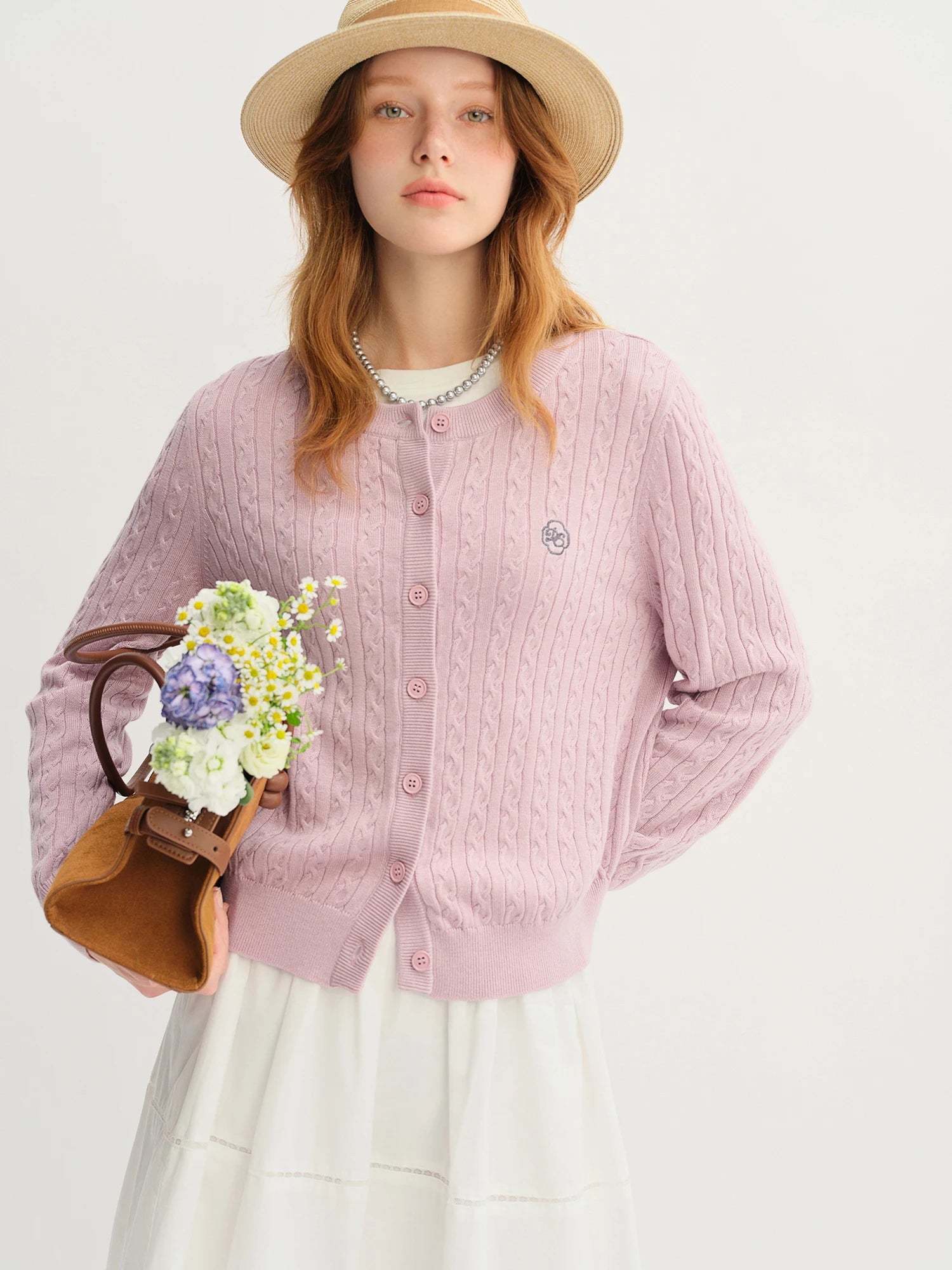 DUSHU 2025 Women's Cable Knit Cardigan - Cloud Knit Multi-Color Boho Chic Lightweight Office Casual Fall Layering Staple
