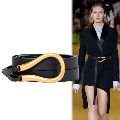 Fashion Woman Belt High Quality Casual Light Horseshoe Buckle Large U-shaped Luxury Personality Curve Designer Belt Women LB2237