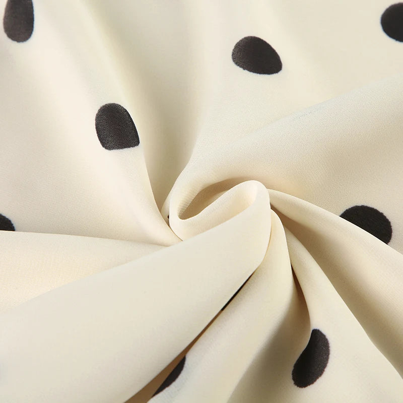 Vintage Polka Dot Bias Midi Skirt with Ruffle Hem