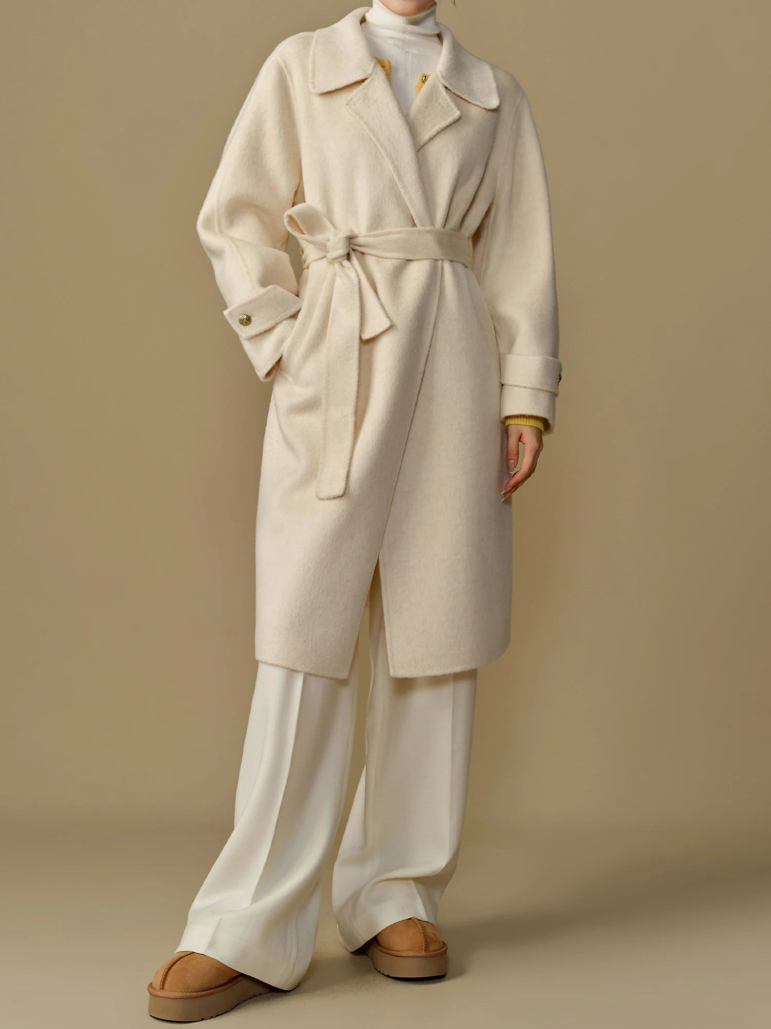 DUSHU Plus Size Simple Atmospheric Long Woolen Coat Winter New Style Elegant Shoulder Drop Woolen Coat Outerwear 24DS84265