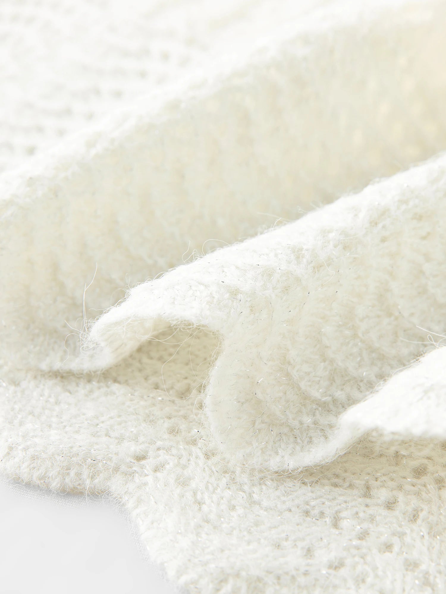 FSLE One-shoulder White Fairy Knitted Suit Set for Women Autumn 2025 New Hollow Wool Knitted Sweater