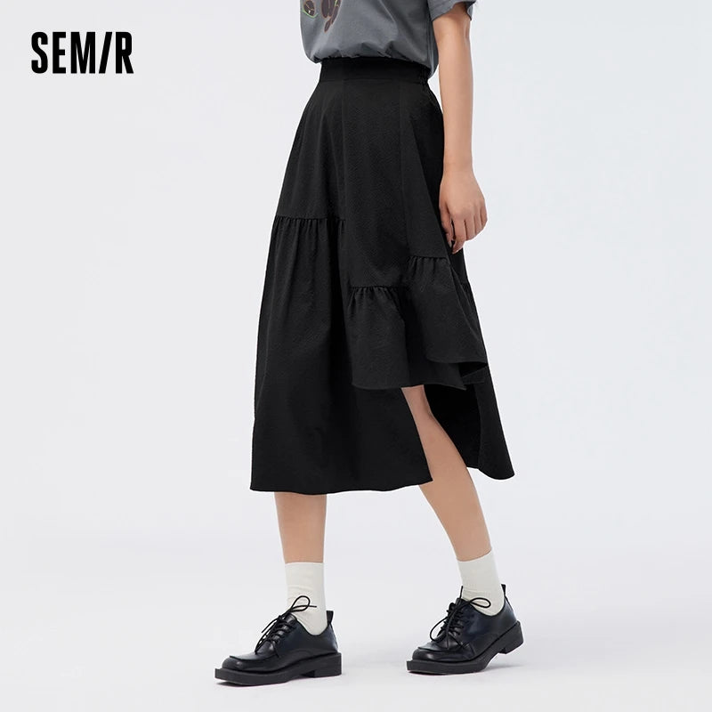 Semir Women Skirt Loose-Fitting Adjustable Waist Showcasing Pure Color Design-Oriented 2024 Summer New Arrival