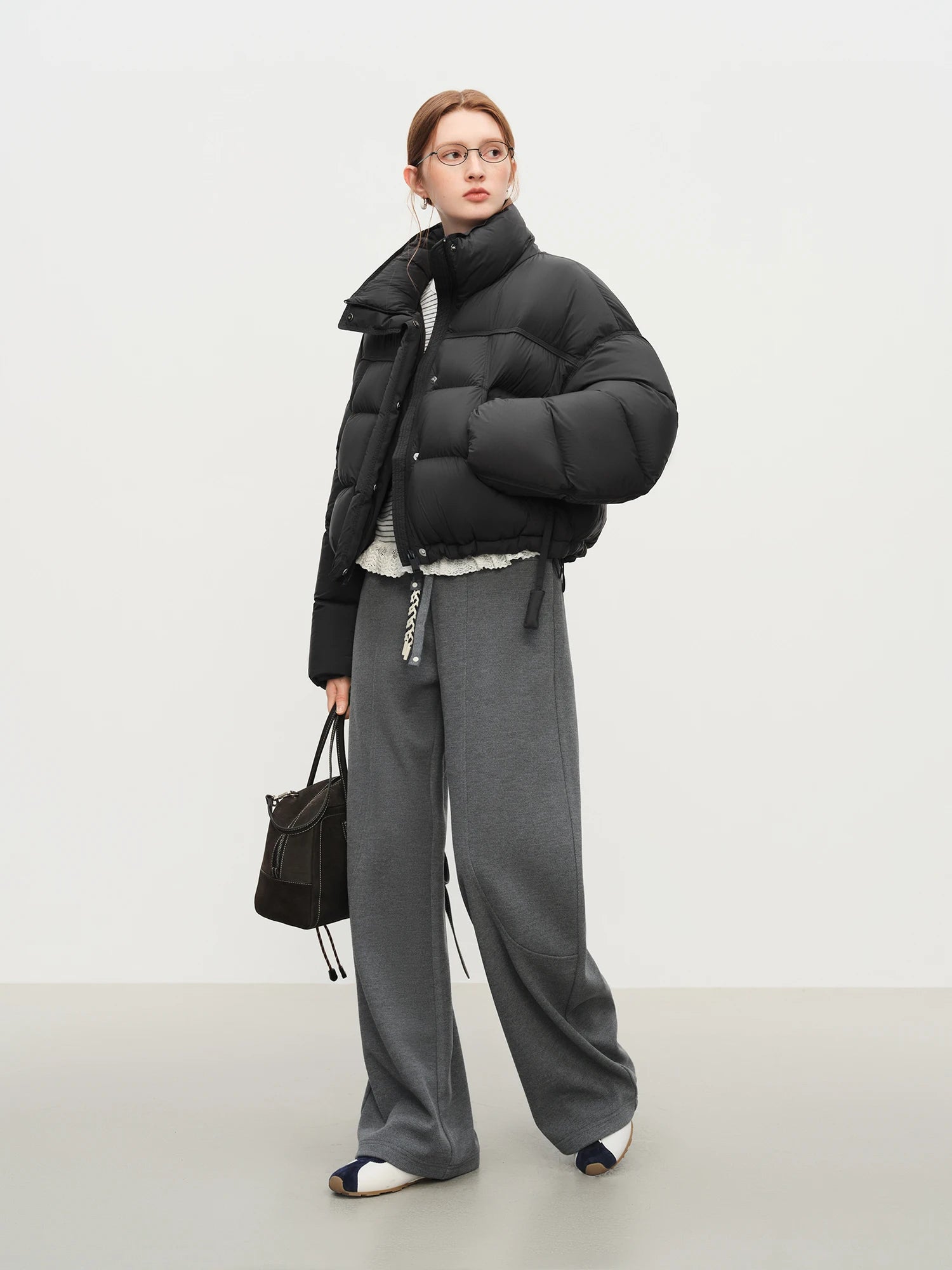 Winter 2025 Women Cloud-Like Puffer Coat - Stand Collar Short Down Jacket Lazy Chic Style Glossy Finish for Casual Comfort