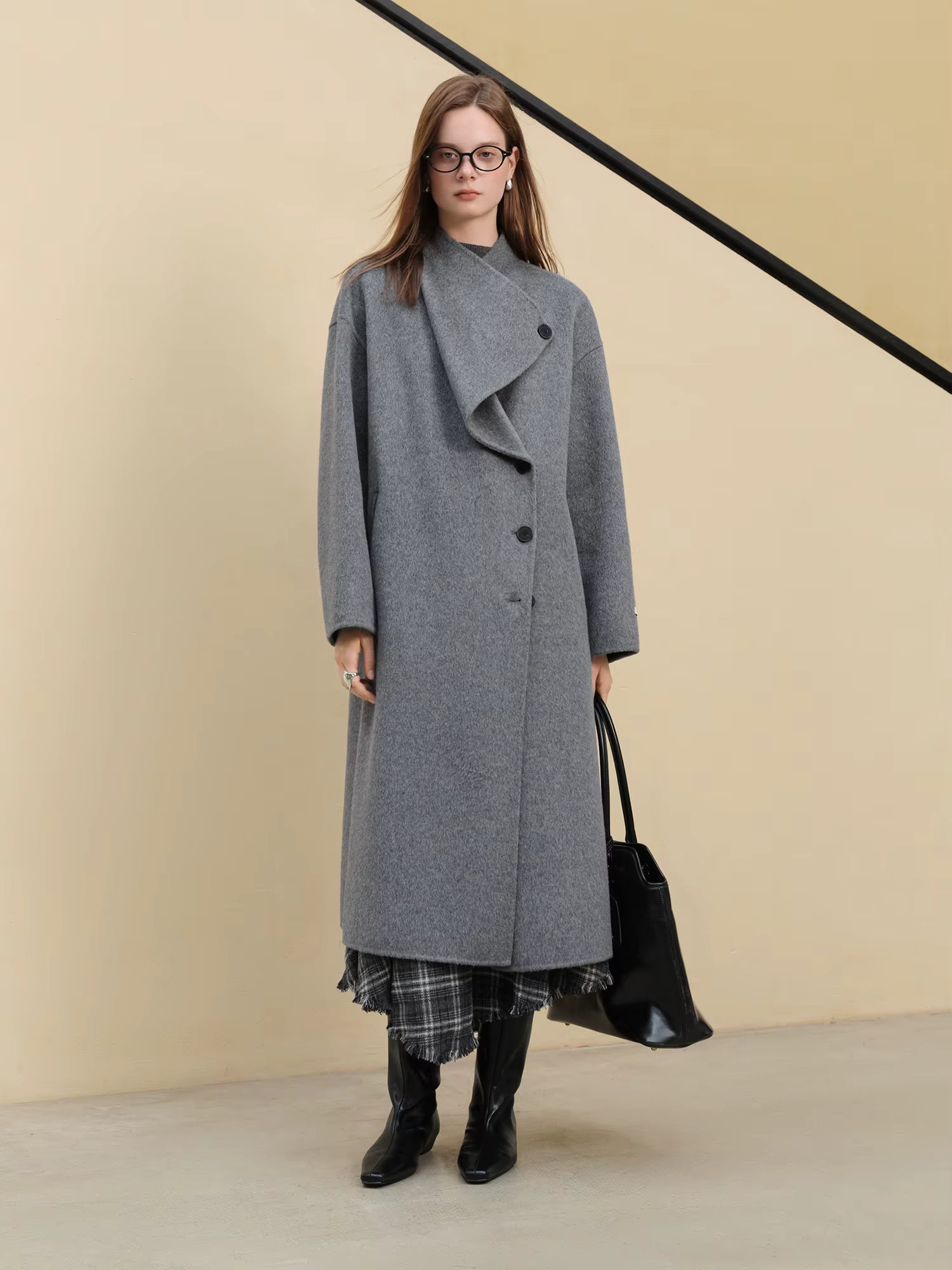 【Premium Series】Cashmere Luxury Casual Standalone Collar Elegant Double Faced Overcoat Women 2025 New Arrival Wool Coat
