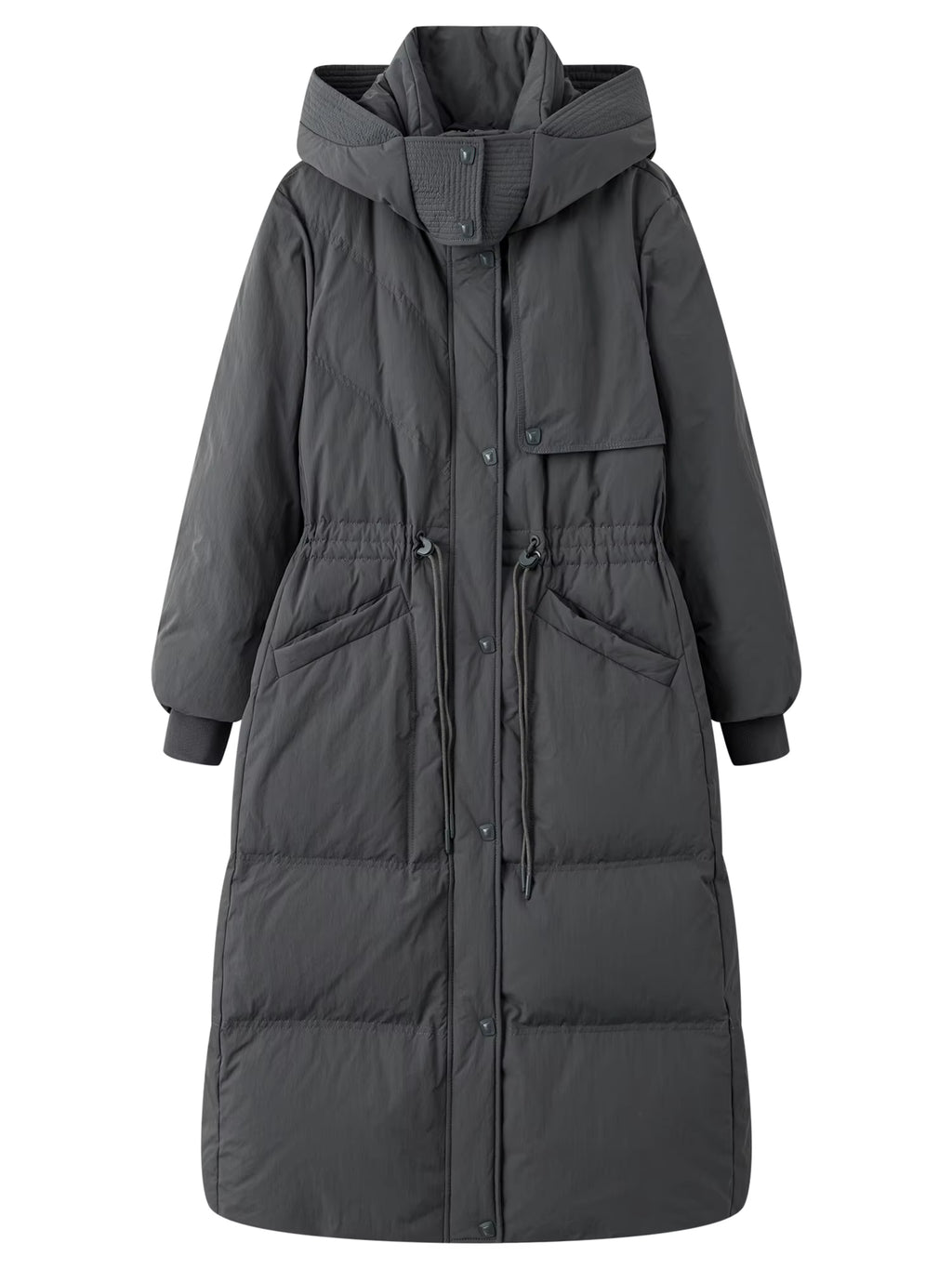 2025 Plus Women's Long Puffer Coat Hooded Belted Waist Down Jacket Slim Fit Winter Warm Thermal Parka Trench Overcoat