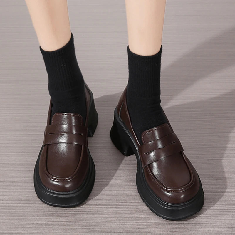 Lucyever Women's Loafers 2024 Spring British Style Slip On Platform Mary Jane Shoes Woman Japanese Jk Uniform Lolita Shoes Women