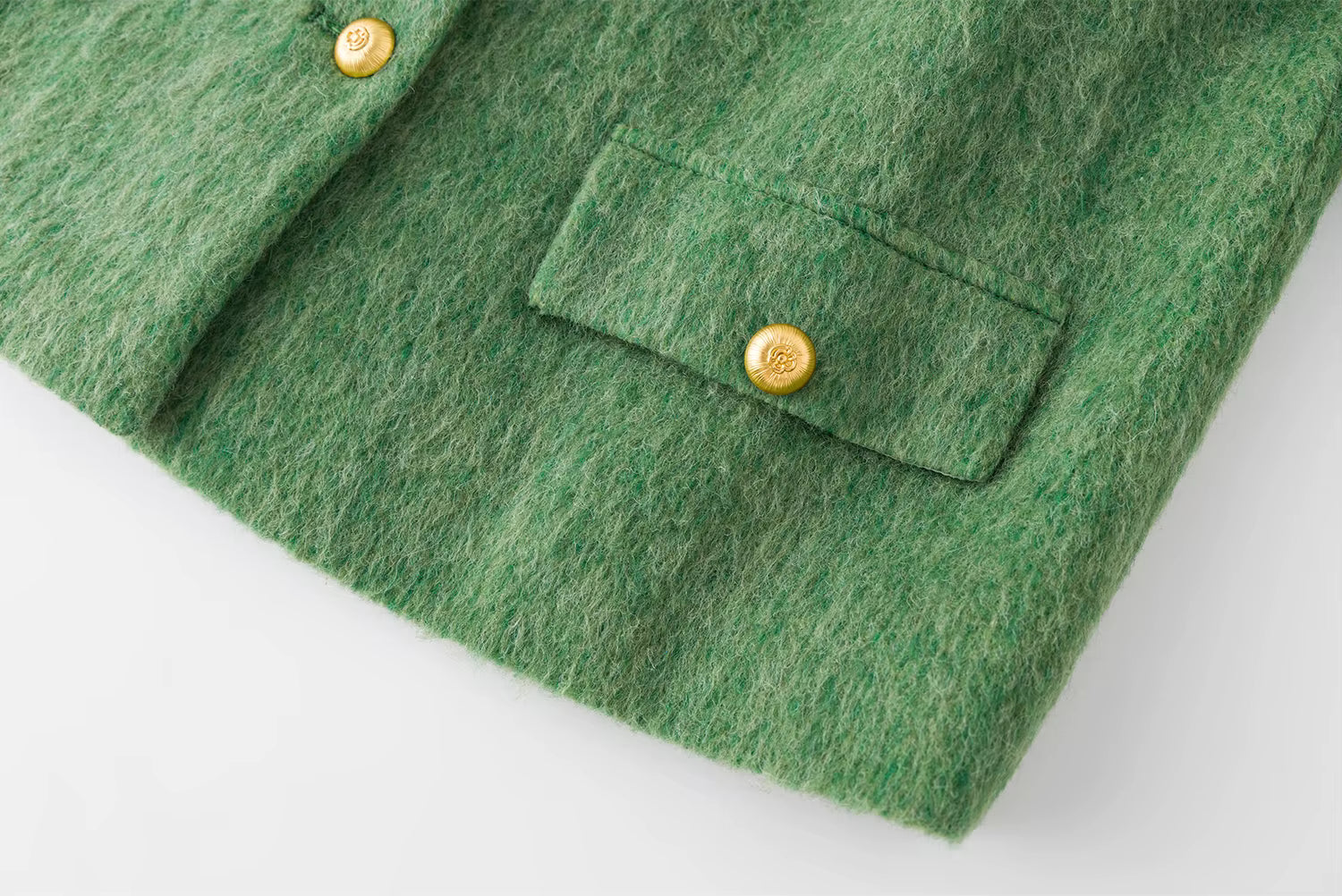 French Style Tweed Round Neck Wool Blend Structured Shoulder Women Coat 2025 New Outerwear Classic Elegant Casual Jacket