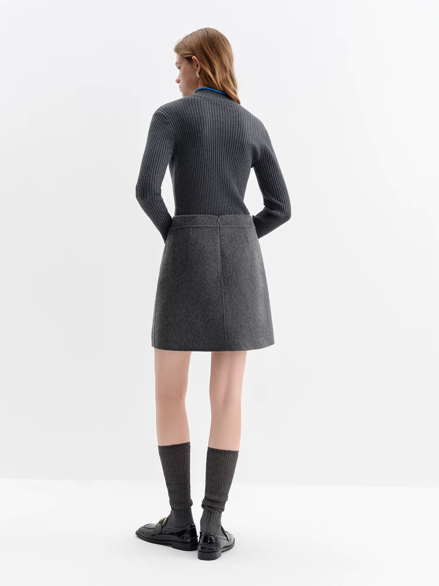 Autumn Winter Women's Color Block Fake Two Piece Style Slim Knit Sweater Office Elegant Pullover Casual Commute Chic Tops