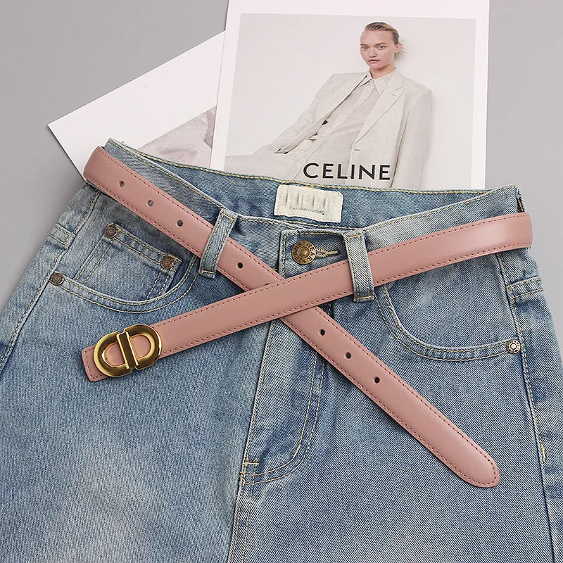 Women's metal buckle female design high-end leather belt for women luxury brand jeans skirt leather tactical belt cinto feminino