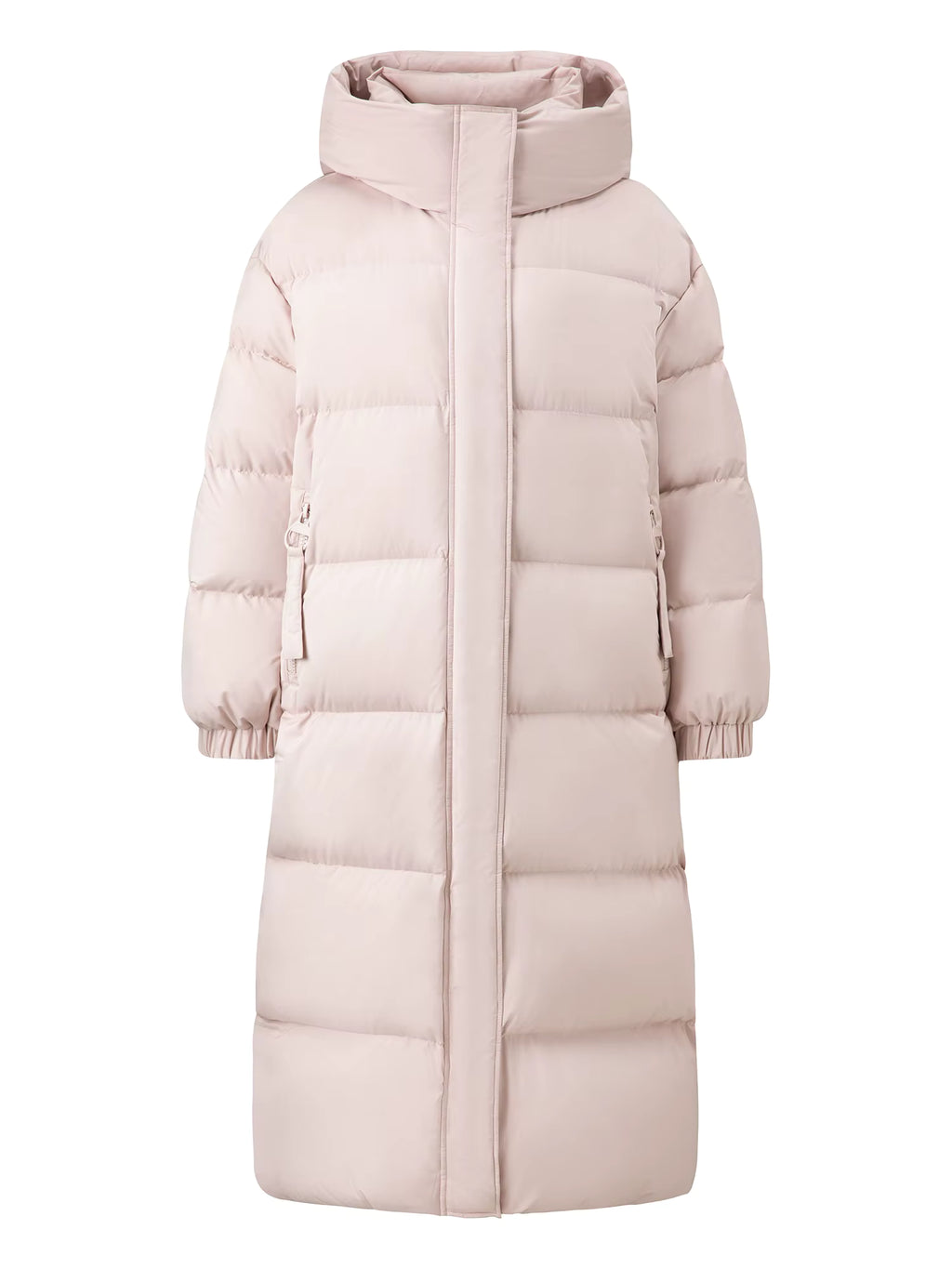 2025 Winter Women's Long Down Coat Stand Collar Hood Straight Cut Thermal Puffer Warm Windproof Outerwear for Cold Weather