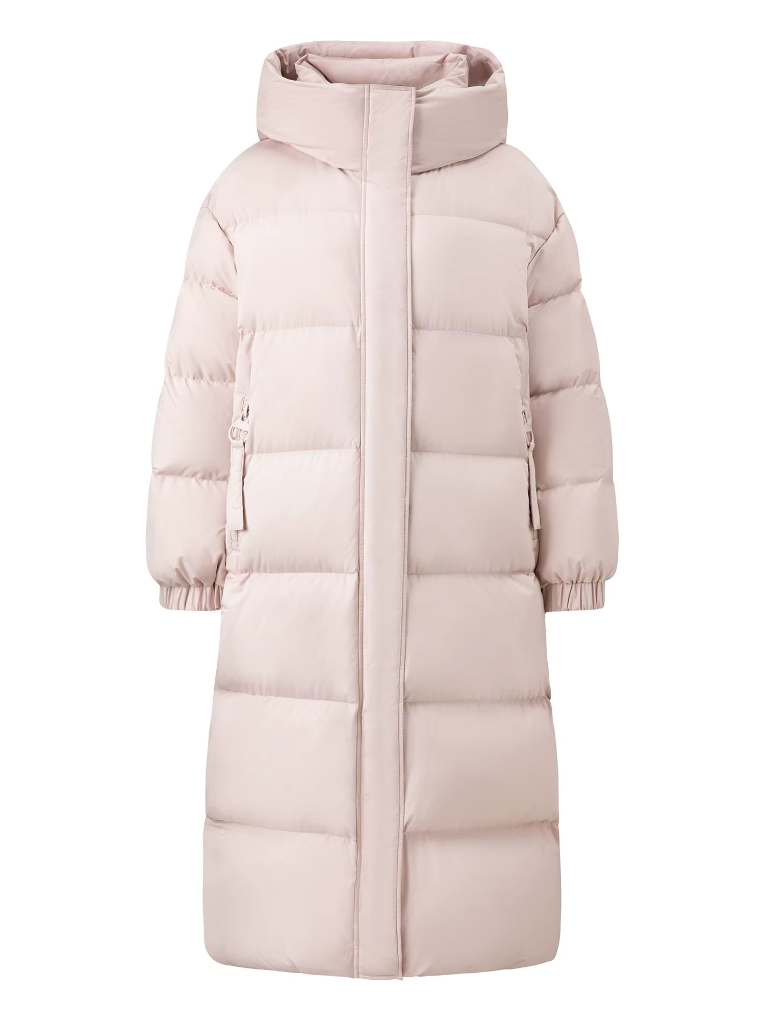 2025 Winter Women's Long Down Coat Stand Collar Hood Straight Cut Thermal Puffer Warm Windproof Outerwear for Cold Weather