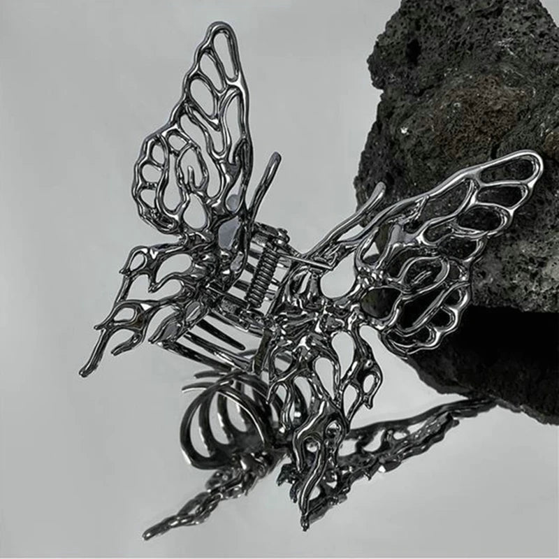 Butterfly Hair Clip Bright Silver Cross Geometric Hairpin Rose Flower Hair Claw Woman Girls Styling Barrette Headdress