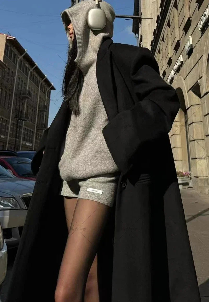 Gray Sexy Clothing Set Women Simple Sports Oversized Hoodie High Waist Shorts  Women Street Solid Color Sweatshirt Women
